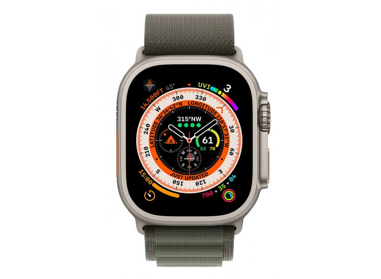 Apple Watch Ultra 49mm (GPS + Cellular) Titanium Case with Green Alpine Loop - MQEX3LL/A - Smartwatch for Fitness Tracking, Outdoor Adventures & Daily Wear