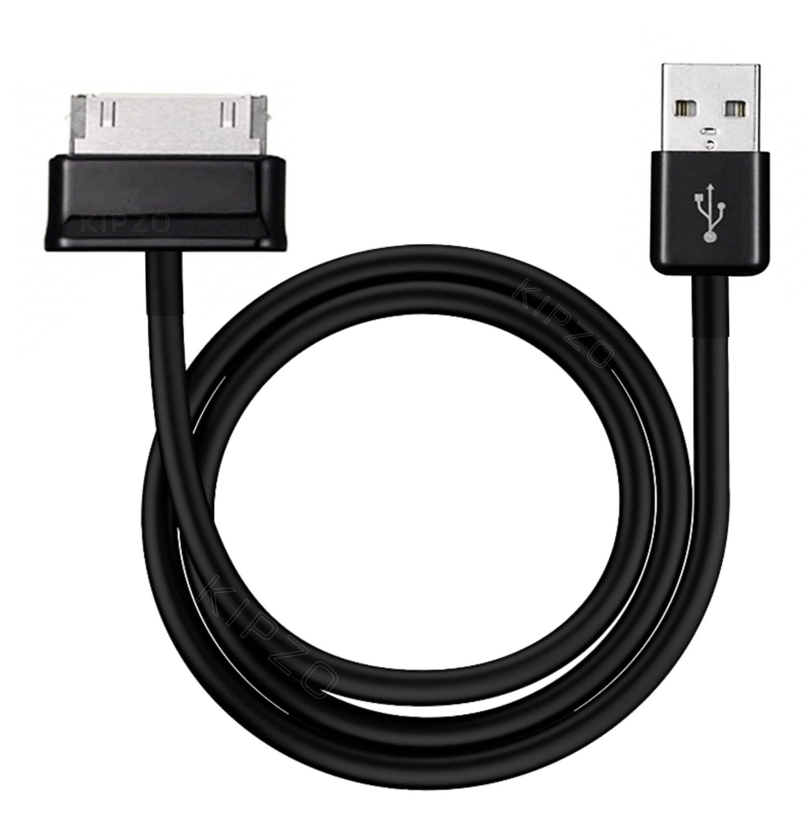 KIPZO USB to 30 Pin Fast Charging & Data Sync Cable for Samsung Galaxy Tab 2 10.1 (P5110/P5100/P3100), Tab 7.1, Note 10.1 (N8000/P7500/P7510) - High Speed Charger Cord for Home, Office & Travel - Black