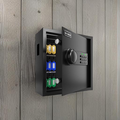 XDeer 45-Key Lock Box with Deposit Slot & LED Light - Wall Mount Key Storage Cabinet for Hotels, Offices & Homes - Secure Key Organizer for Front Desk, Rental Properties & Business Use