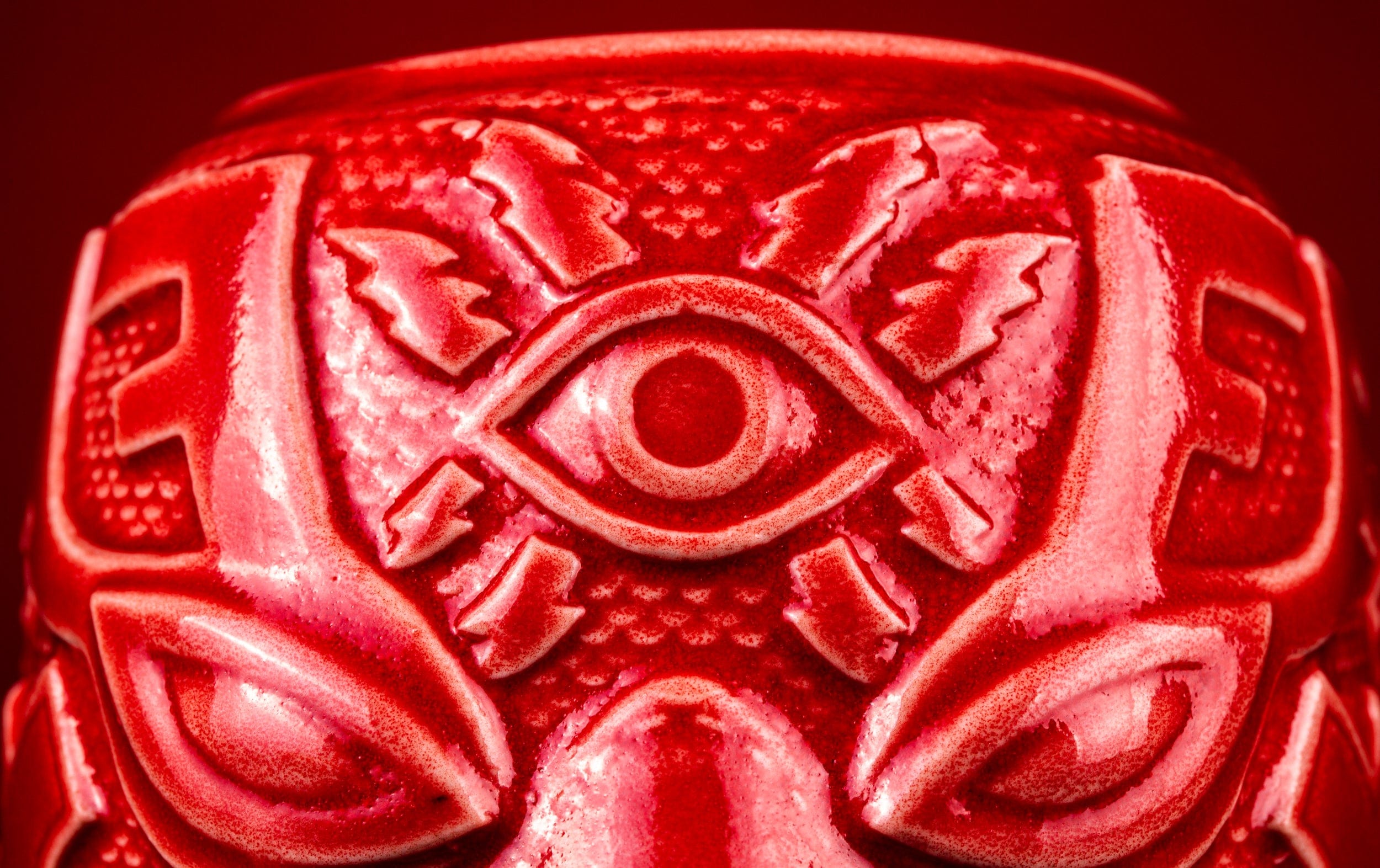 El Ojo Fantastico Tiki Mug - Furia Roja Variant | Handcrafted Ceramic Tiki Cup for Tropical Cocktails | Perfect for Luau Parties, Home Bar Decor & Tiki Drink Enthusiasts