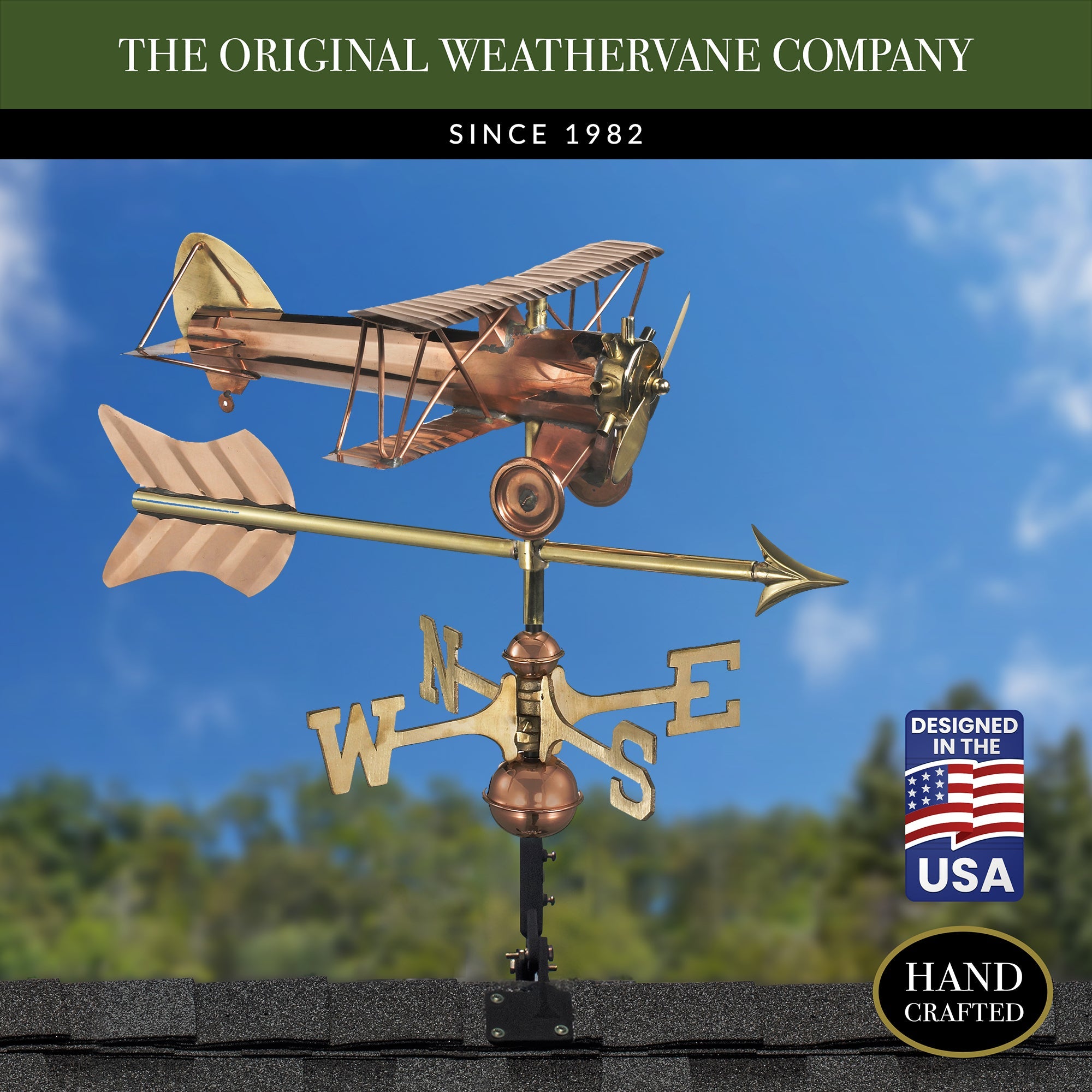 Vintage Style Biplane with Arrow Cottage Weathervane - Decorative Outdoor Weathervane for Garden, Roof, or Barn - Perfect for Rustic Home & Farmhouse Decor