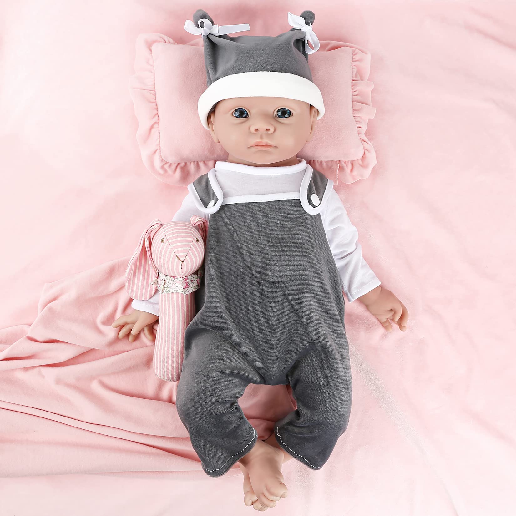 IVITA 19 Inch Realistic Silicone Reborn Baby Doll Boy - Ultra Soft Full Body Newborn Doll (Non-Vinyl Material) - Perfect for Nursery Decor, Gift Giving, and Therapeutic Play