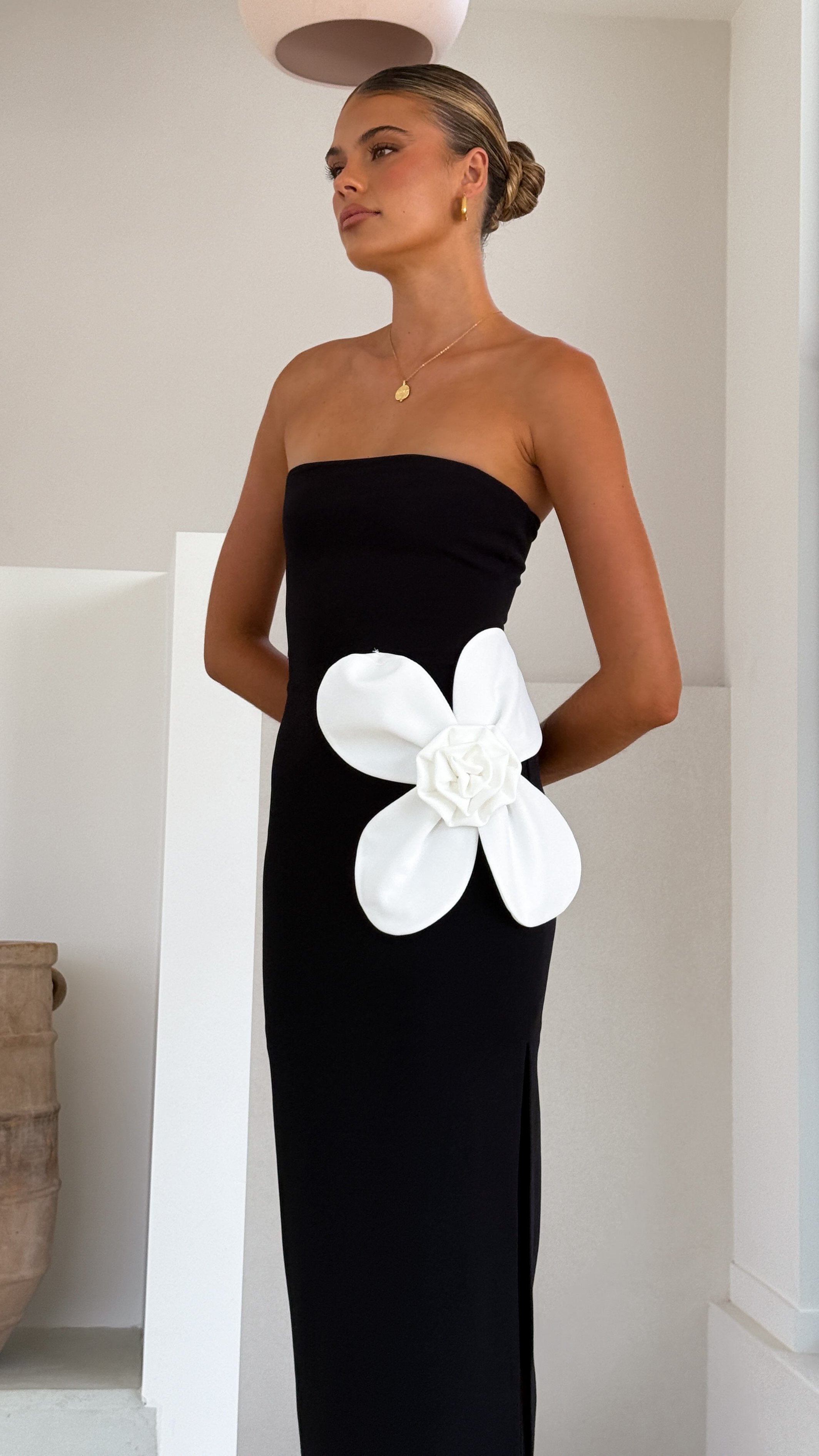 Athena Maxi Dress for Women - Elegant Black & White Flowy Long Dress for Summer, Beach, and Casual Outings