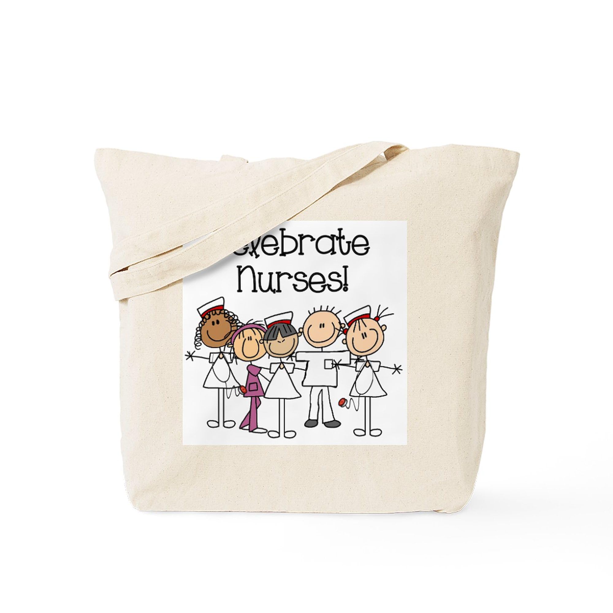 Celebrate Nurses Tote Bag - Natural Canvas Reusable Shopping Tote for Nurses - Perfect for Work, Groceries & Everyday Use