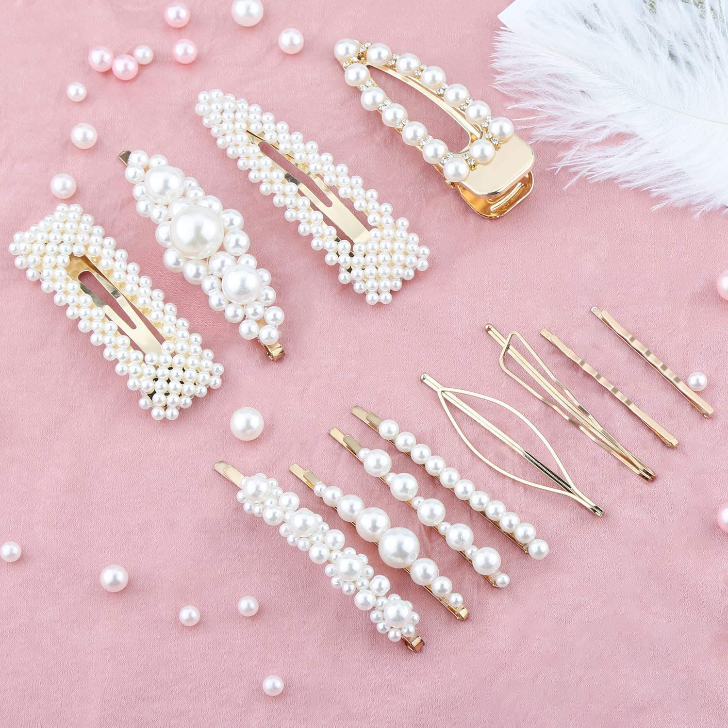 Makone Pearl Hair Clips 12 Pcs - Elegant Pearl Barrettes for Women & Girls | Fashion Hair Accessories for Weddings, Parties & Daily Styling