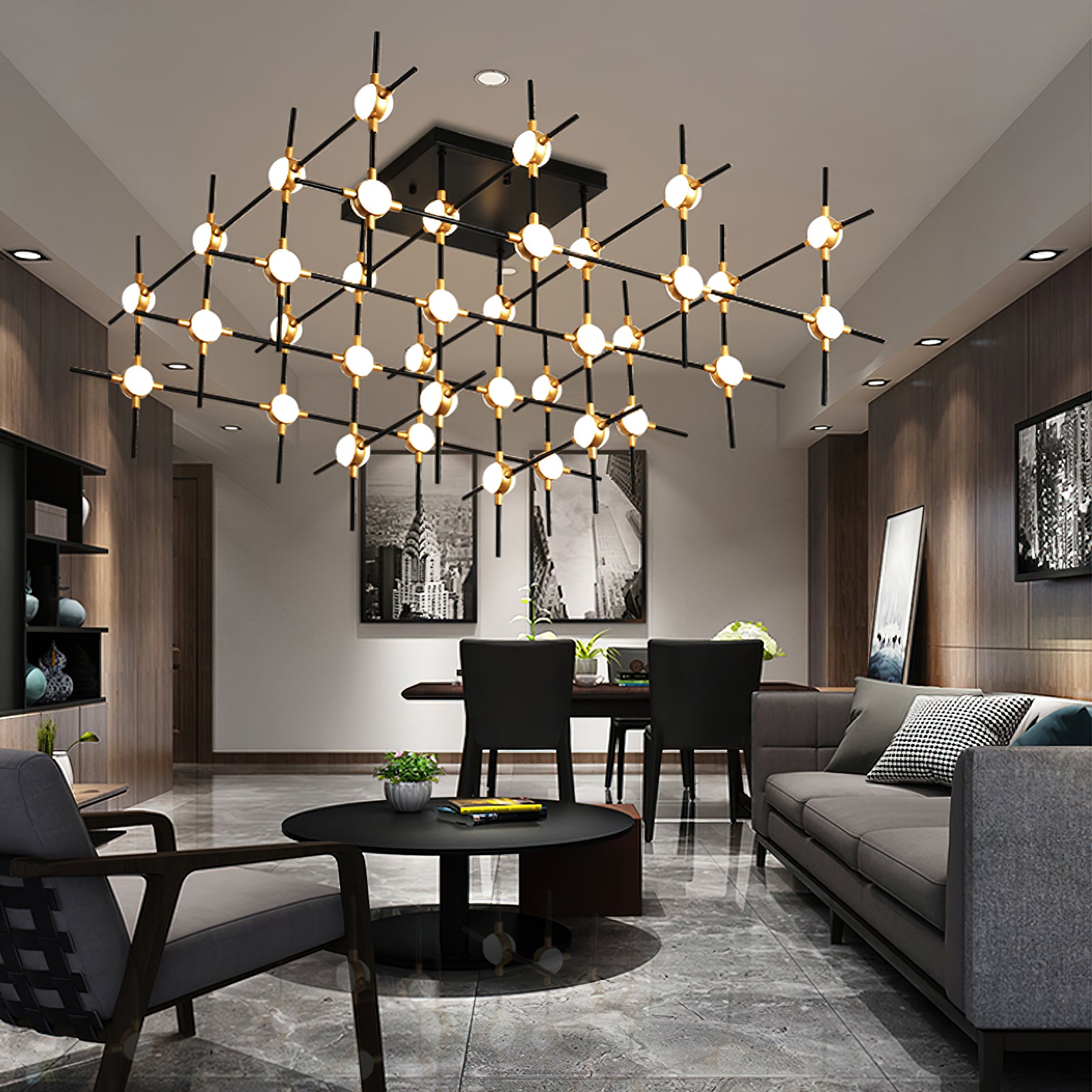 Dorney Modern Floating Ball Ceiling Light Fixture - LED Hanging Sphere Pendant Lamp for Living Room, Bedroom, Dining Room and Office Lighting Decor
