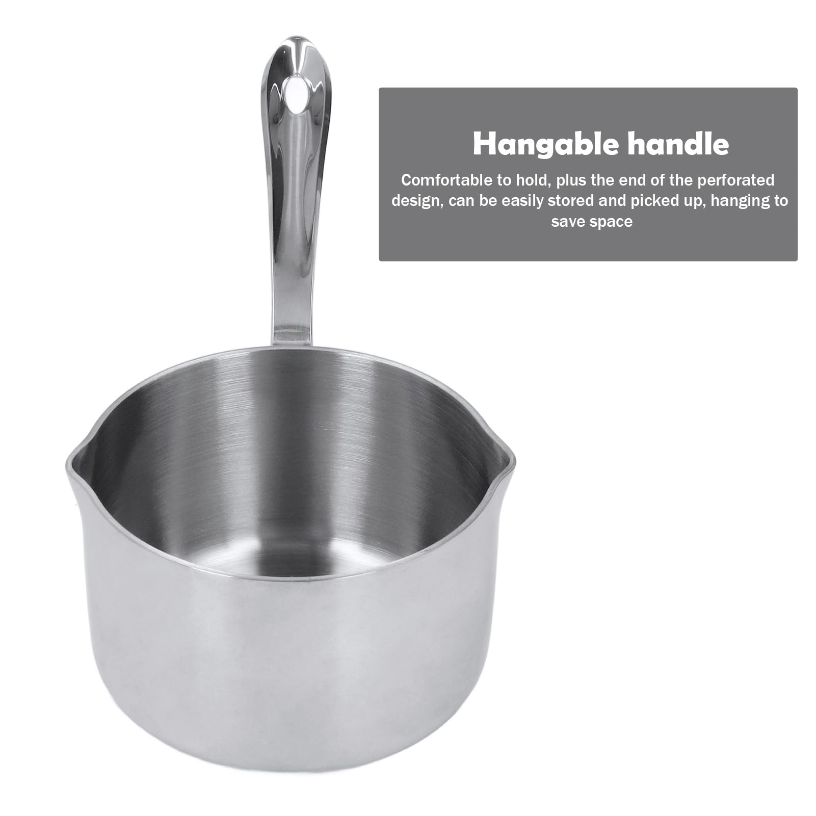 Stainless Steel Mini Butter Melting Pot - Dual Spout Warmer for Coffee, Milk, Chocolate & Cheese - Perfect for Home Barista, Hot Chocolate Making & Candy Crafting