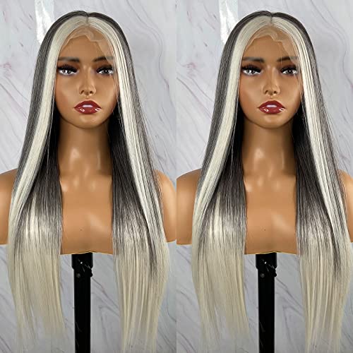 Natural-Looking Synthetic Lace Front Wig with Blonde Highlights - Perfect for Cosplay, Daily Wear & Special Occasions