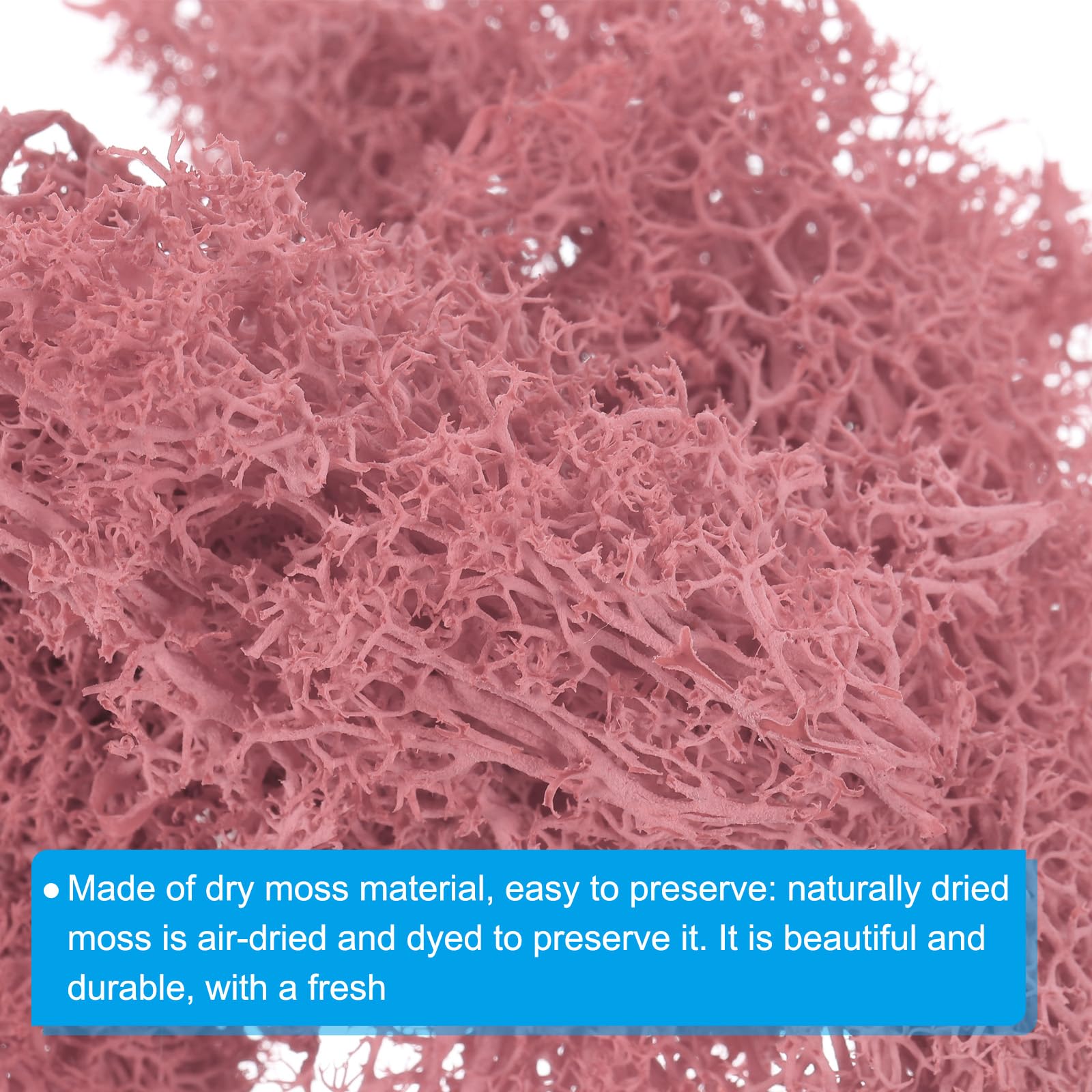 PATIKIL 1.8 OZ Artificial Moss - Preserved Reindeer Moss for Home Decor, Potted Plants & Christmas Crafts - Coral Pink Faux Moss Lichen for Centerpieces, Terrariums & DIY Projects