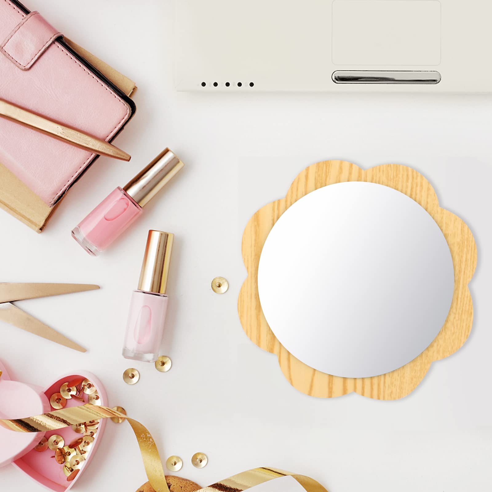 TBWHL Sunflower Desktop Mirror - 360° Rotating Makeup Mirror with LED Lights for Vanity, Bathroom, Dorm & Travel | Portable Hand Mirror for Makeup, Shaving & Skincare