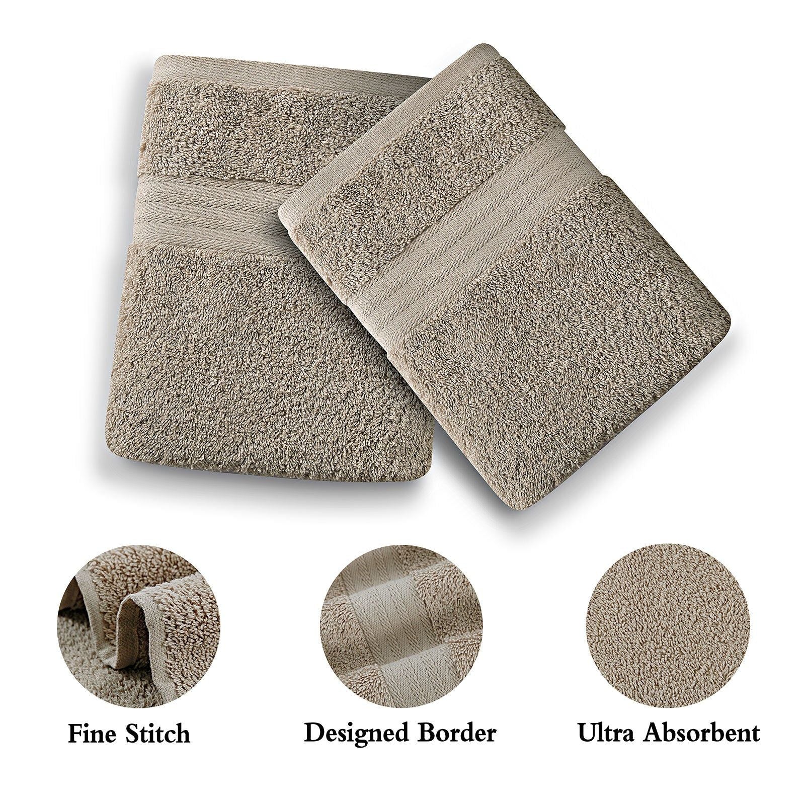 Linenland 4-Piece Cotton Bath Towel Set - Soft & Absorbent Hand Towels in Sandstone - Perfect for Bathroom, Spa & Guest Use