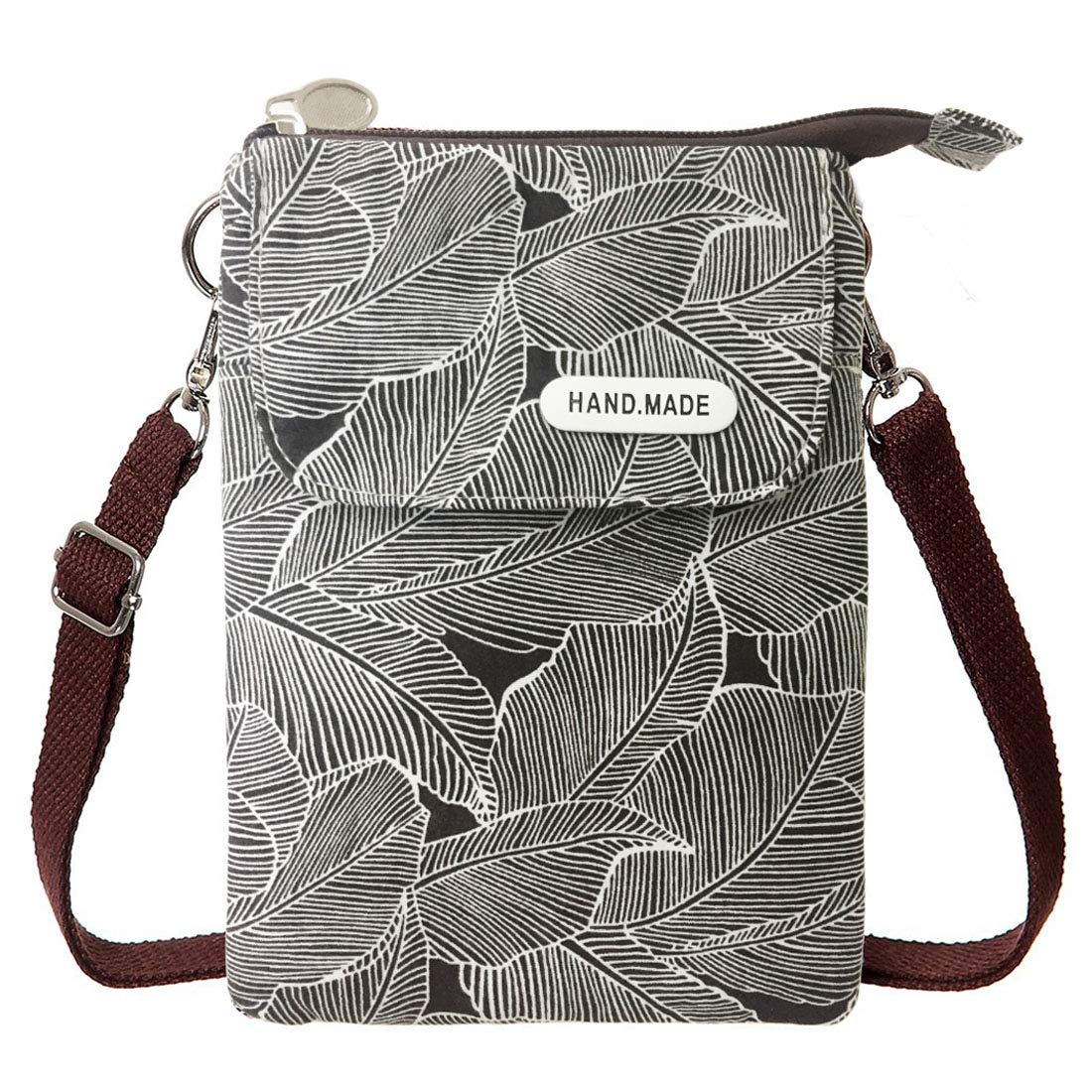 Stylish Canvas Crossbody Bag for Women - Mini Shoulder Purse with Leaves Pattern, Phone Wallet & Coin Pouch | Perfect for Daily Use, Travel & Shopping
