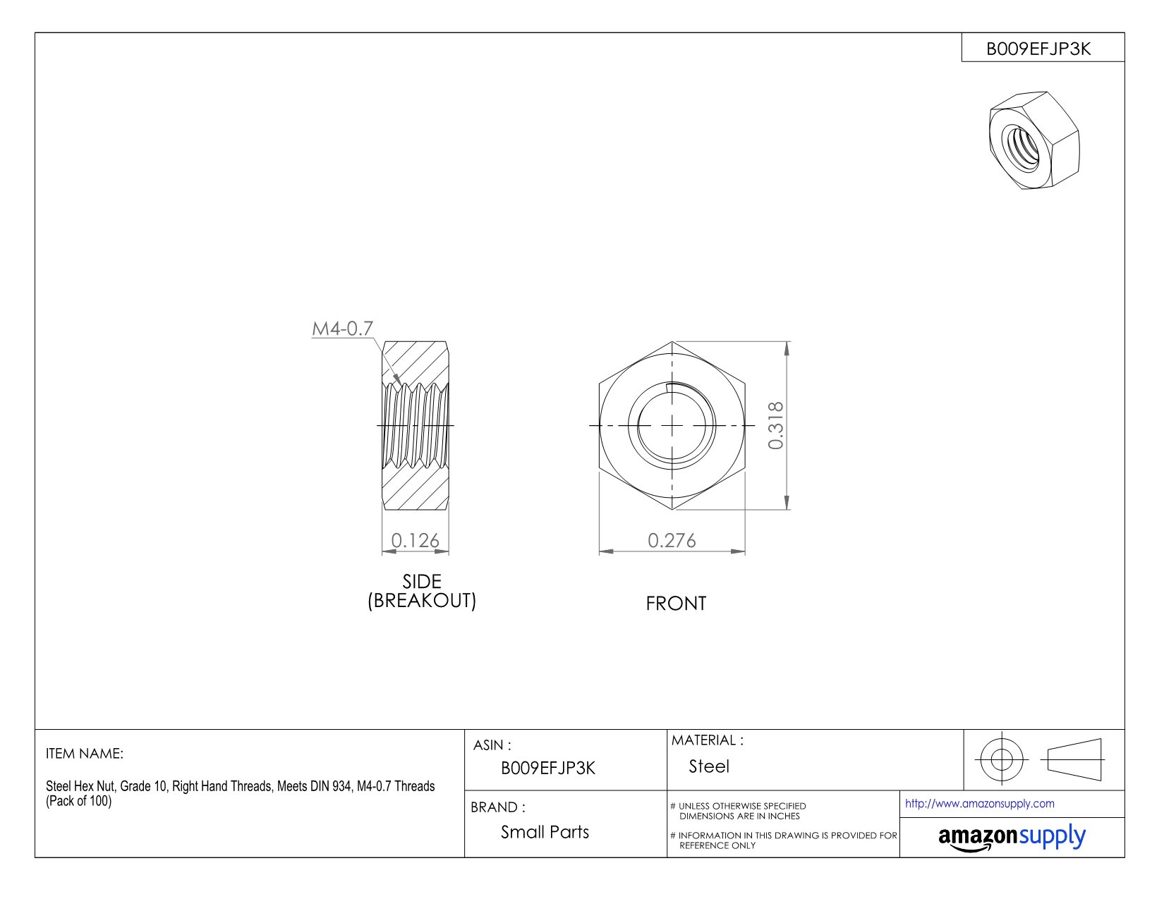 Steel Hex Nut M5-0.8, Zinc Plated (100pcs) - for DIY & Machinery