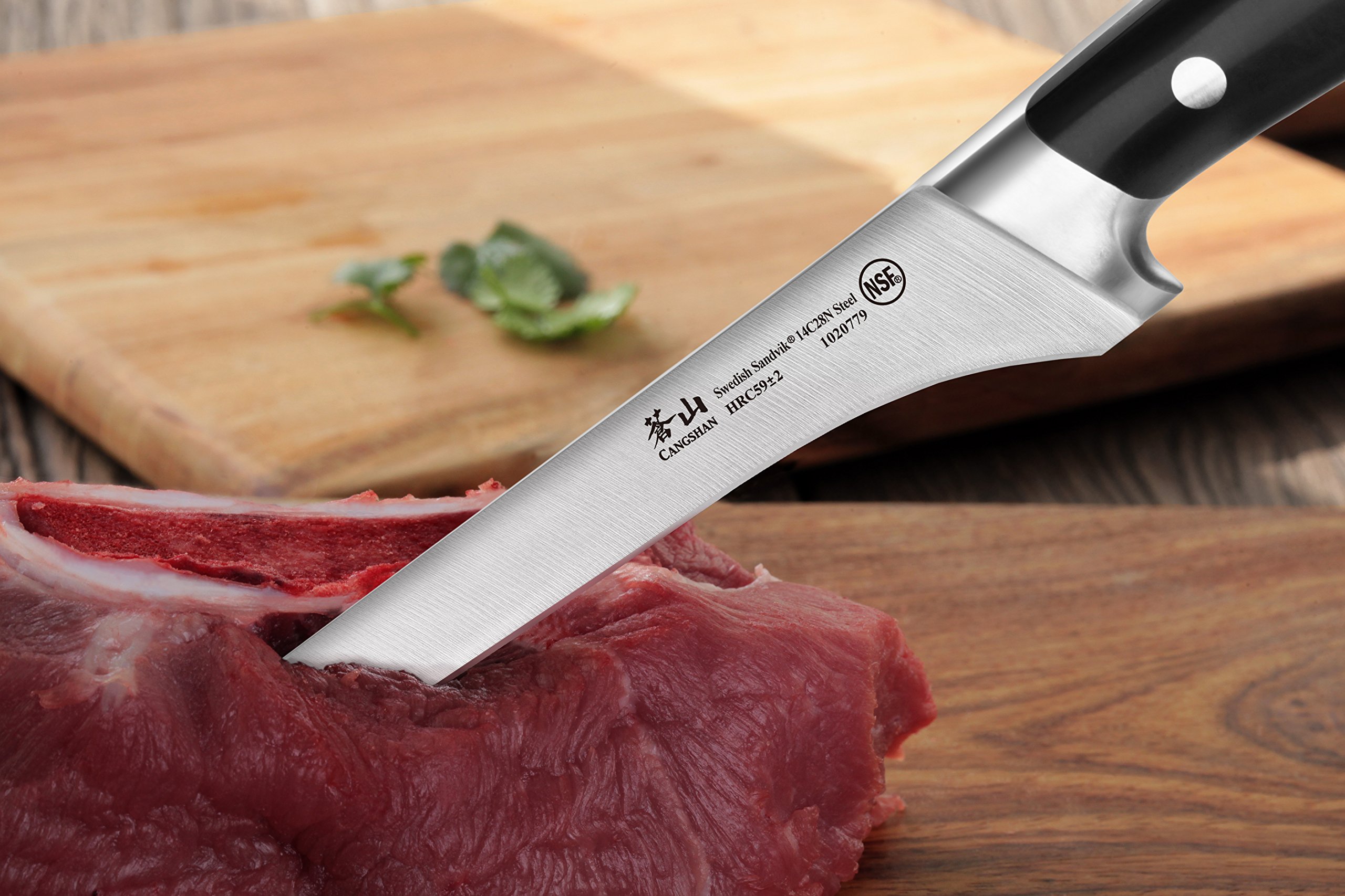 Cangshan TS Series 6-Inch Boning Knife with Wood Sheath - Premium 14C28N Swedish Steel Forged Kitchen Knife for Meat Cutting, Butchering & Food Prep - Perfect for Chefs, Home Cooks & BBQ Enthusiasts