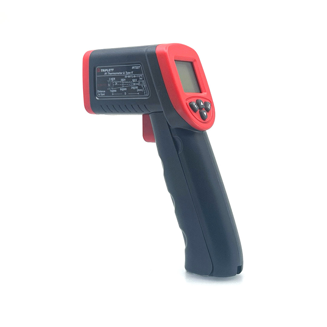 IRT227 IR Thermometer with Type K Probe, 12:1 Distance-to-Spot Ratio - Perfect for HVAC, Cooking, and Industrial Temperature Measurement