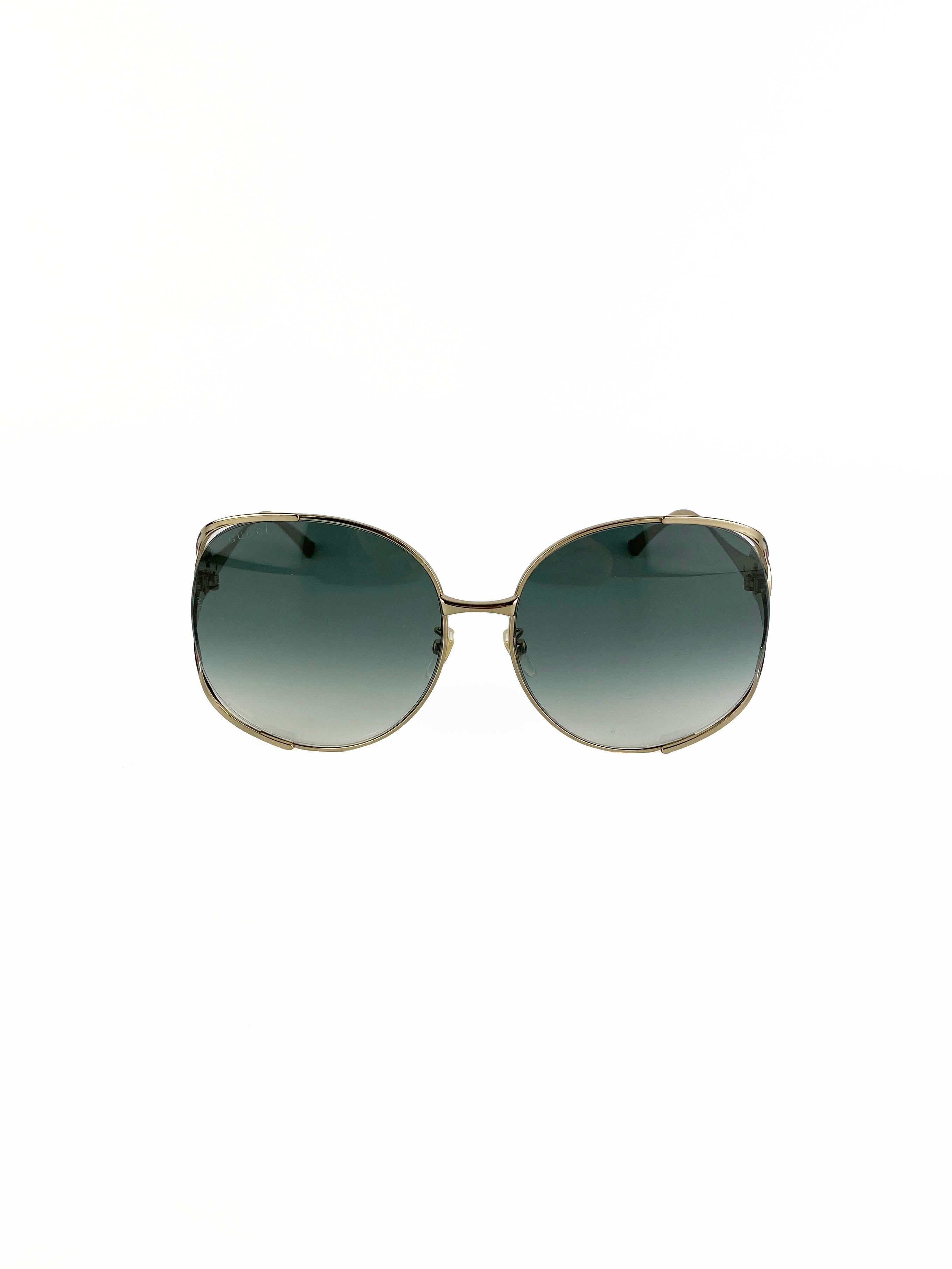 Gucci Round Metal Frame Sunglasses for Women & Men - UV Protection Polarized Lenses - Fashionable Retro Style for Outdoor, Driving & Beach Vacations