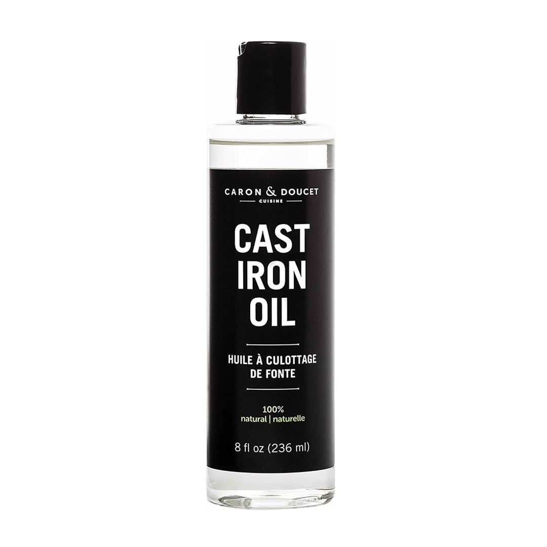 Premium Cast Iron Seasoning Oil by Caron & Doucet - 8oz (236ml) for Skillets, Pans & Griddles - Natural Seasoning & Maintenance for Perfect Non-Stick Cooking