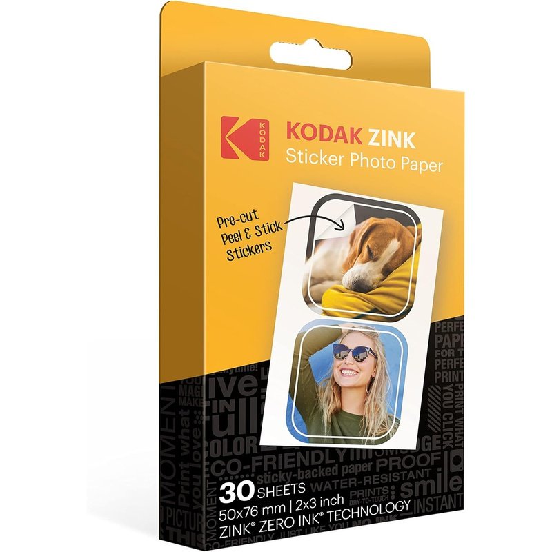 Kodak Premium Zink Photo Paper 2x3 Inch - 50 Sheets, Sticker Paper or Bundle Pack for Instant Prints | Perfect for DIY Crafts, Scrapbooking & Instant Camera Photos