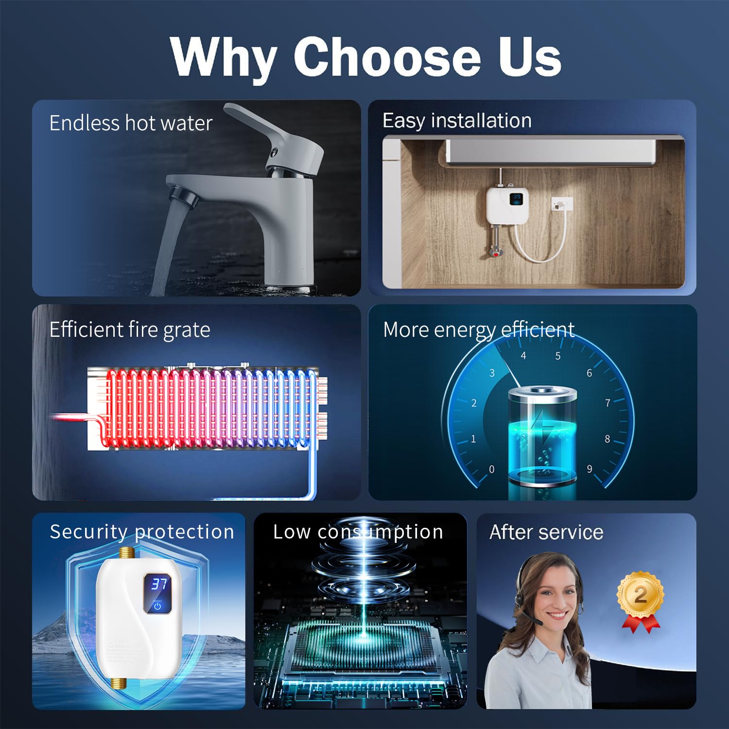 **110V 3000W Electric Tankless Water Heater - Instant On-Demand Hot Water with Digital Display - Under Sink Mini Heater for Kitchen, Bathroom & Washing - Perfect for Small Homes, Apartments & RVs**