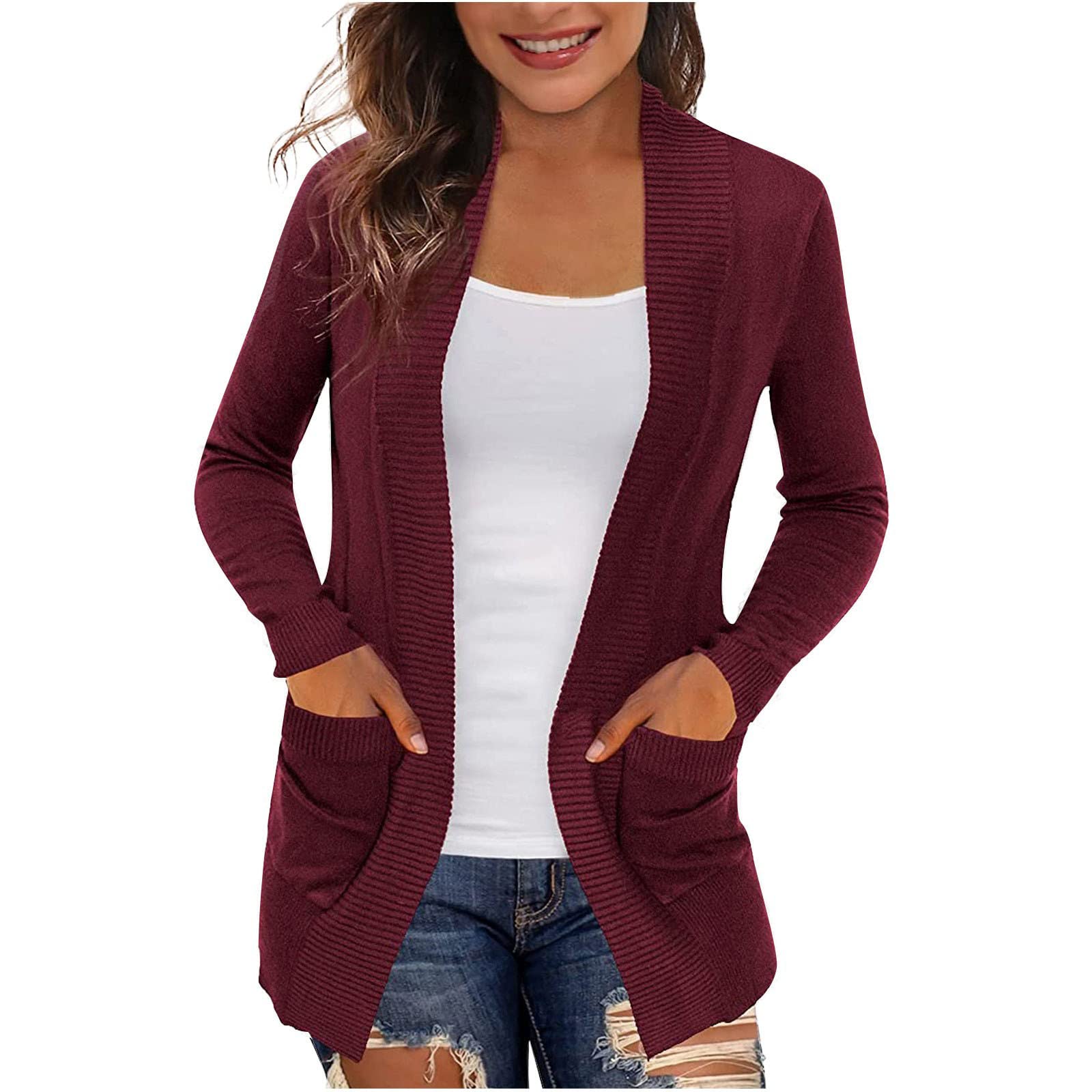 Women's Cable Knit Cardigan Sweater - Soft Waffle Knit Open Front Coat, Ladies Long Kimono Tunic Top with Shawl Collar | Perfect for Fall Layering, Office Wear & Casual Outfits