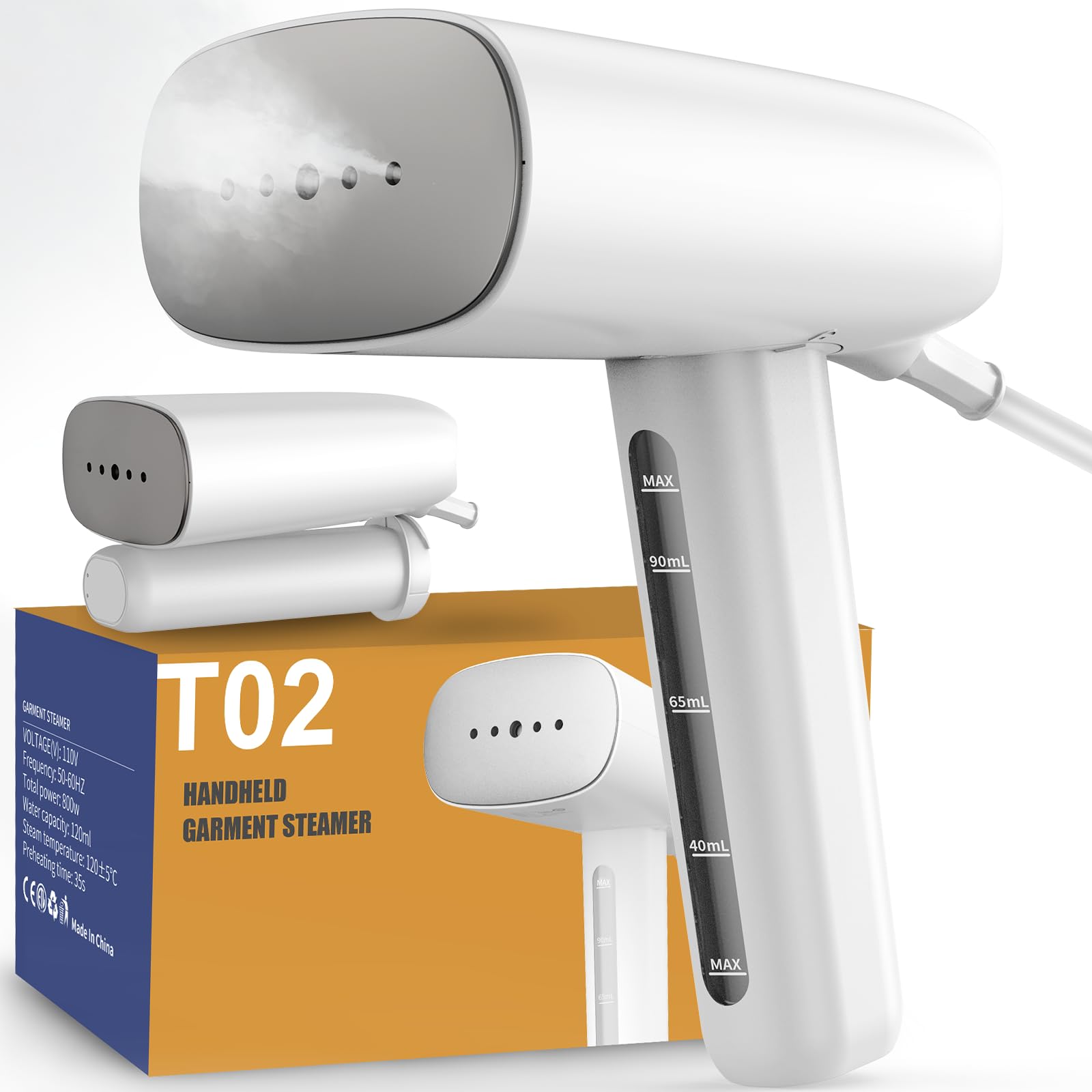 Portable Handheld Garment Steamer for Clothes - 1100W Fast Heating (30 Sec) with 120ml Water Tank - Wrinkle Remover for Travel, Home & Office Use - Compact Folding Design - 110V-120V US/CA Voltage