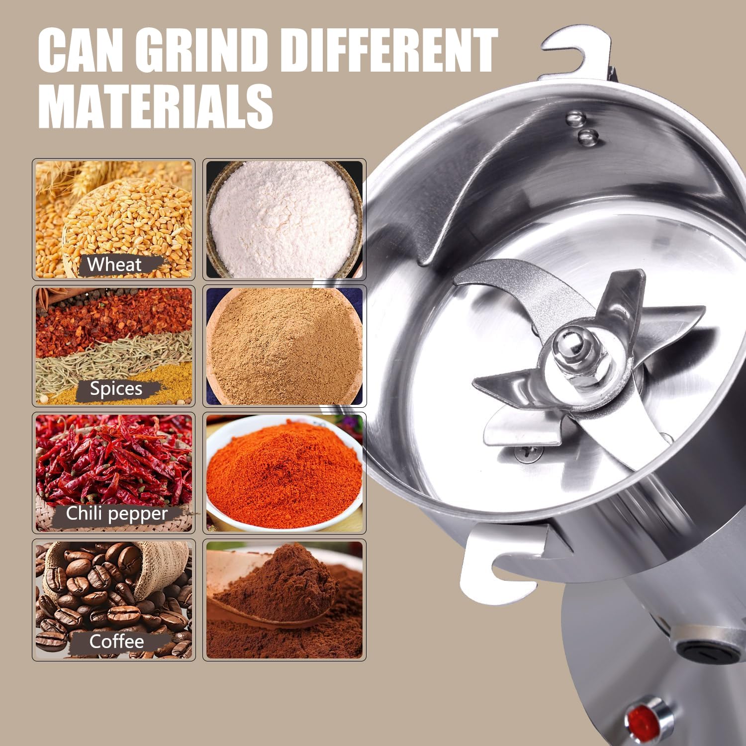 150g Electric Grain Grinder Mill - 850W High-Speed Stainless Steel Spice & Herb Grinder for Corn, Flour, Wheat, Pepper, Coffee Beans | Perfect for Home Baking, Coffee Brewing & Spice Preparation