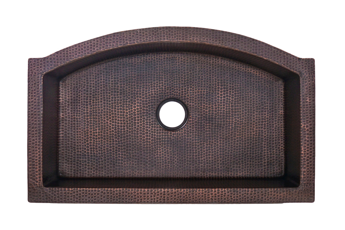 Flat Edge Rounded Front Copper Farmhouse Sink - Vintage Style Kitchen Sink for Rustic & Modern Homes | Perfect for Farmhouse, Cottage & Country Style Kitchens