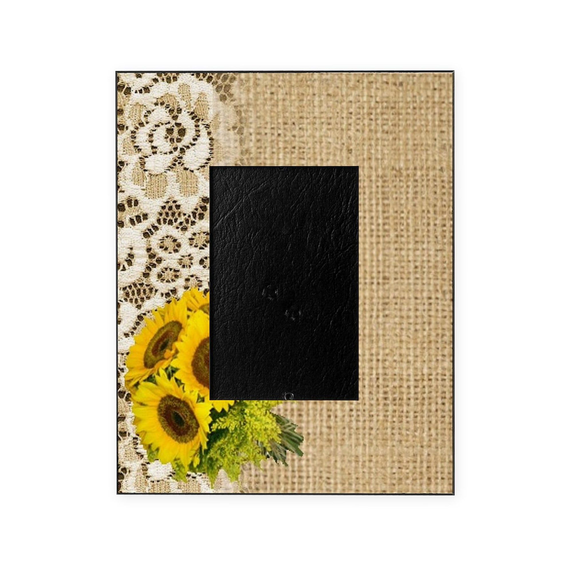 Sunflower Western Country Picture Frame with Lace & Burlap Design - Perfect for Farmhouse Decor, Rustic Home Accents, and Country Themed Gifts