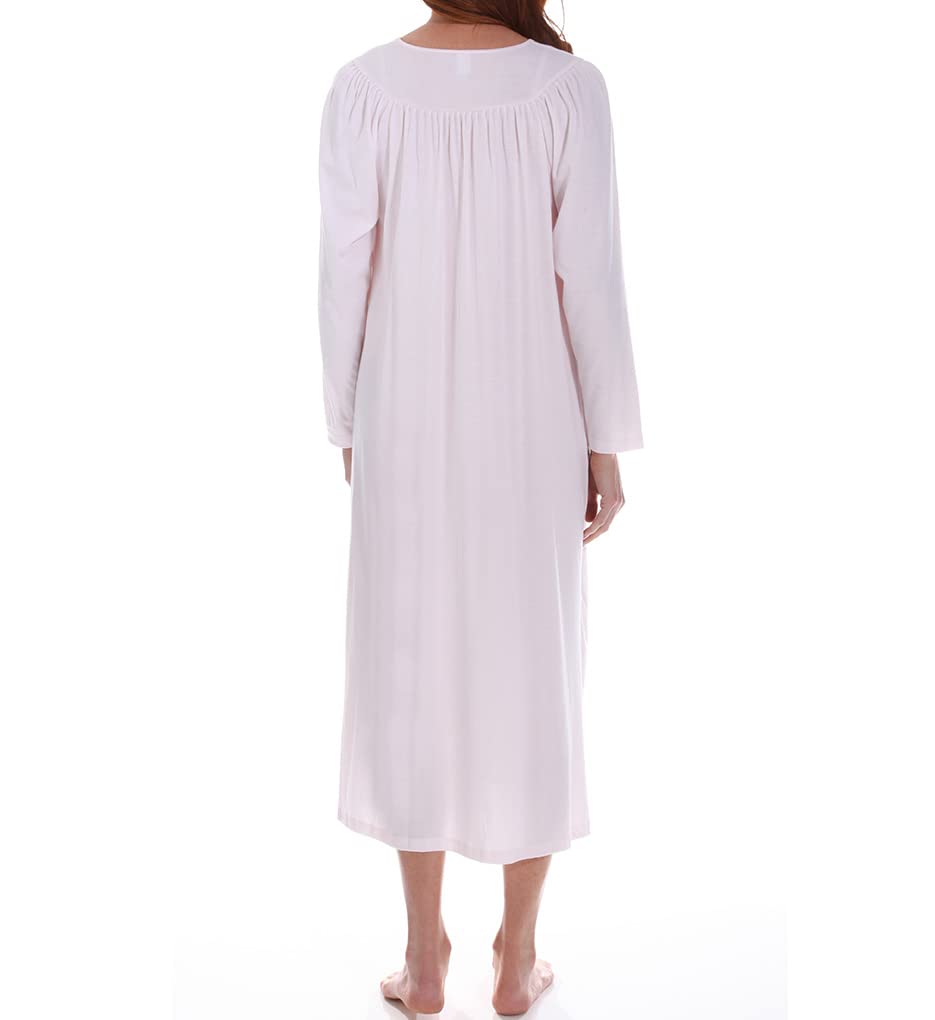 Soft Cotton Long Sleeve Nightgown for Women - Comfortable Sleepwear, Pink, Medium Size - Perfect for Relaxing at Home, Lounging & Cozy Nights