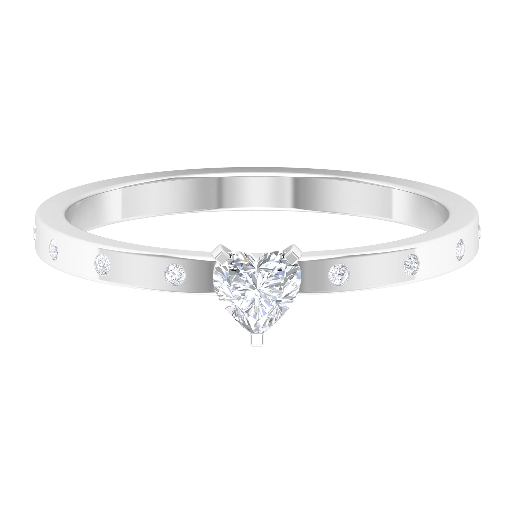 3/4 CT Heart & Round Diamond Promise Ring for Women - April Birthstone Jewelry in 14K Solid Gold - Perfect for Anniversaries, Engagements & Special Occasions