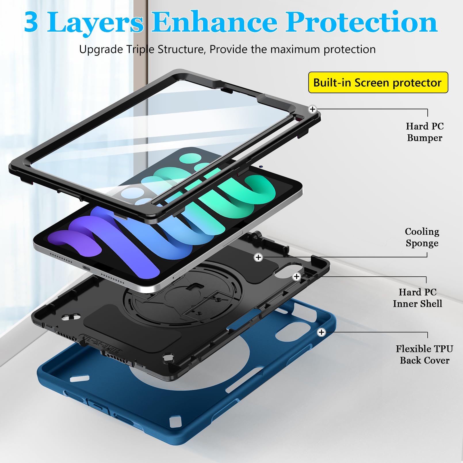 Military Grade Shockproof iPad Mini 7 Case (2024) - Heavy Duty Protective Cover for iPad Mini 7th/6th Gen 8.3