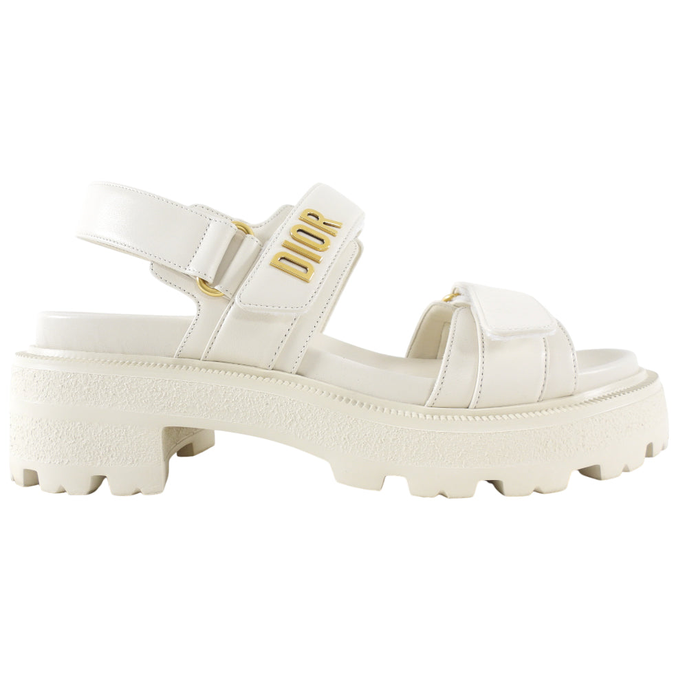 Christian Dior Ivory Leather Dioract Platform Sandals Size 39 - Luxury Designer High Heel Shoes for Women | Perfect for Weddings, Parties & Evening Events
