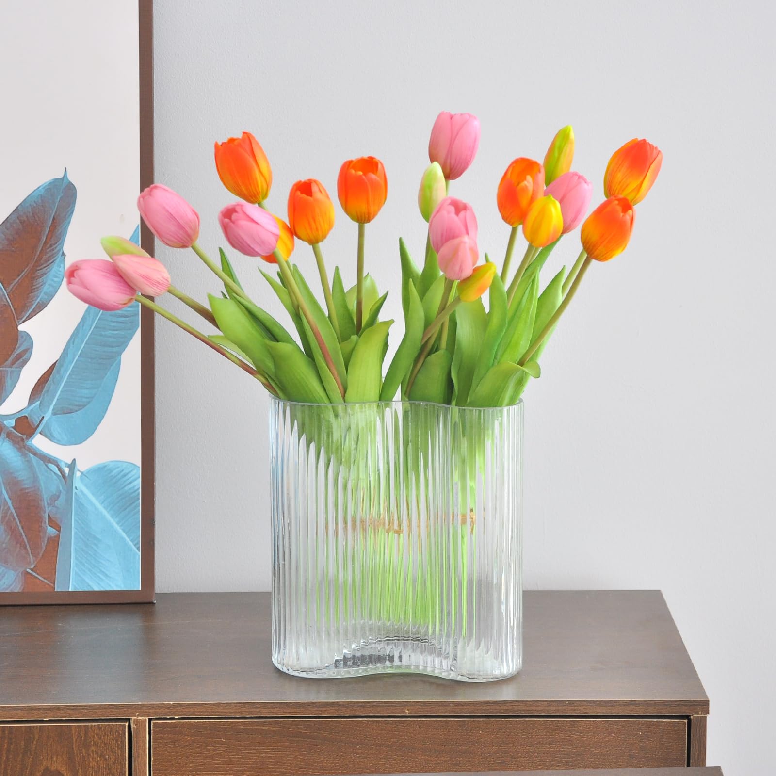 10 PCS Artificial Tulip Flowers - Real Touch Faux Silk Tulips Bouquet for Home, Office, Wedding, Party Decor - Vibrant Orange Fake Tulips for Table Arrangements, Birthday Gifts & Garden Store Decoration