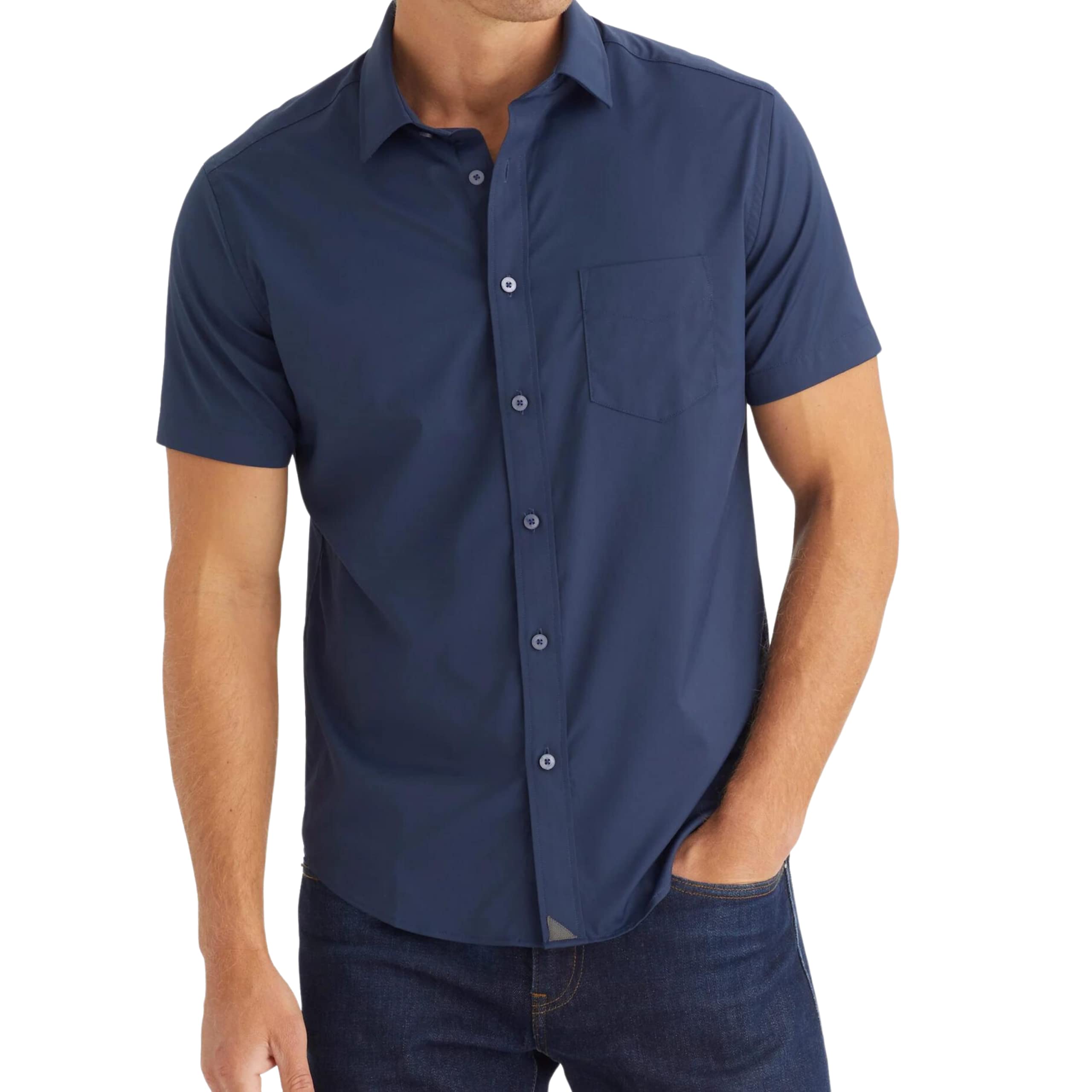 UNTUCKit Gironde Men's Short Sleeve Wrinkle-Free Casual Shirt | Comfortable Untucked Fit for Work, Travel & Everyday Wear