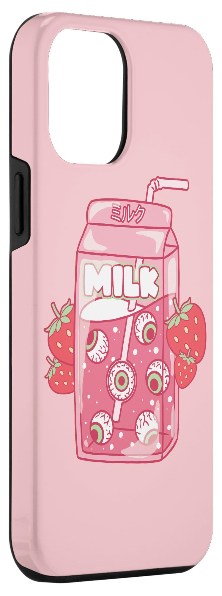 iPhone 12 Pro Max Case - Weirdcore Aesthetic Kawaii Strawberry Milk Carton Design with Eyeballs | Trendy Protective Phone Cover for Girls, Teens & Anime Lovers | Perfect for School, Work & Daily Use