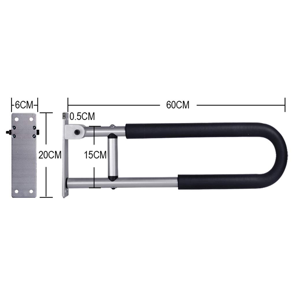 Stainless Steel Flip-Up Shower Grab Bar for Bathroom Wall - Textured Grip Safety Handle for Elderly & Disabled - Ideal for Bathroom Safety, Mobility Assistance & Fall Prevention