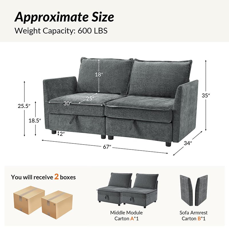 Harmetrix Oversized Soft Sectional Couch with Storage | Modern L-Shaped Sofa Bed with Hidden Compartment | Perfect for Living Room, Family Room & Small Spaces