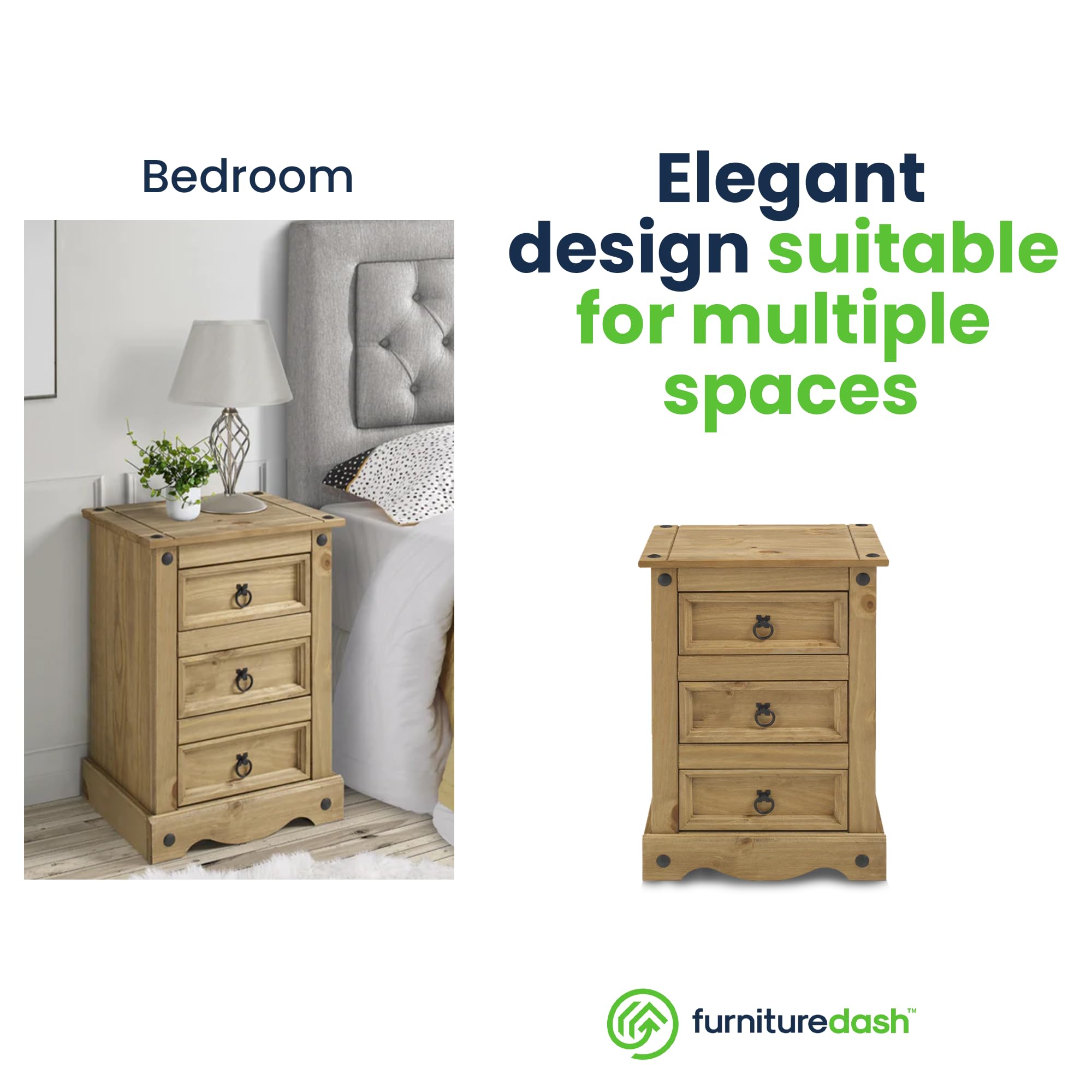 3-Drawer Wooden Floor Cabinet - Brown Storage Sideboard for Living Room, Bedroom, Office | Multi-Functional Nightstand, Sofa Side Table, Entryway Organizer | Perfect for Home, Kitchen & Hallway Storage Solutions