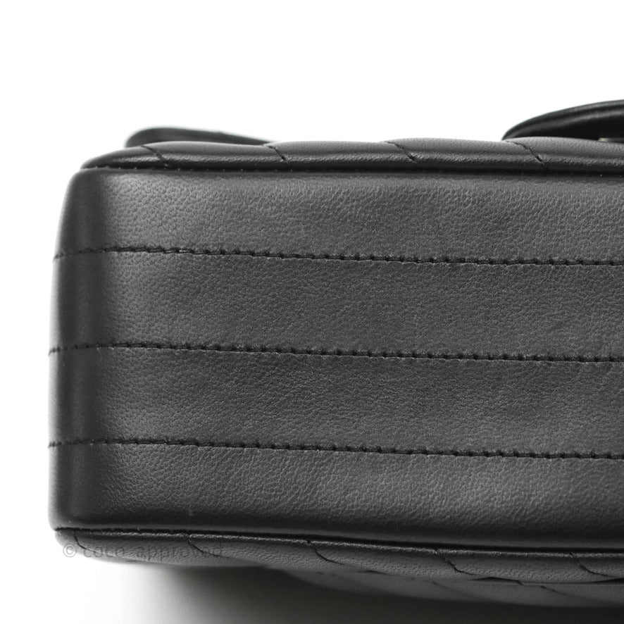 Chanel Chevron Mini Rectangular Flap Bag in Black Lambskin Leather with Silver Hardware - Perfect for Evening Events & Luxury Fashion Accessories