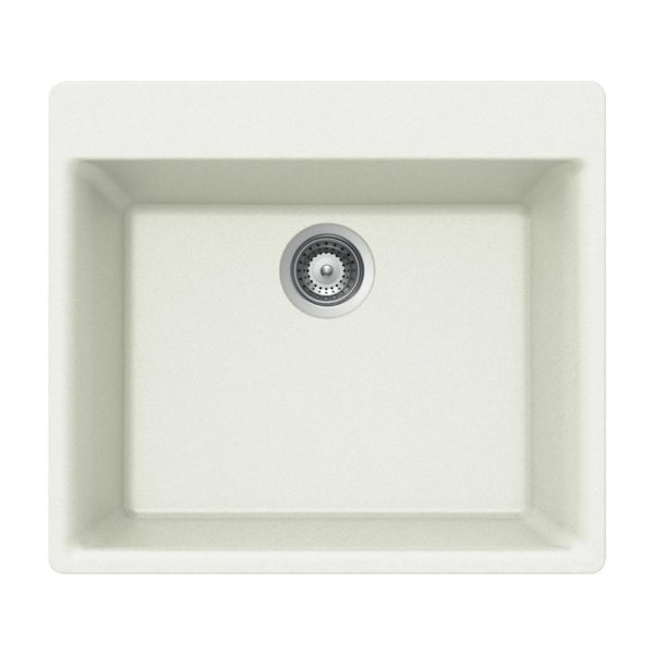 Hamat SIO 2420ST WH Granite Topmount Single Bowl Kitchen Sink in White - Perfect for Modern Kitchens, Restaurant Prep Areas & Home Renovation Projects