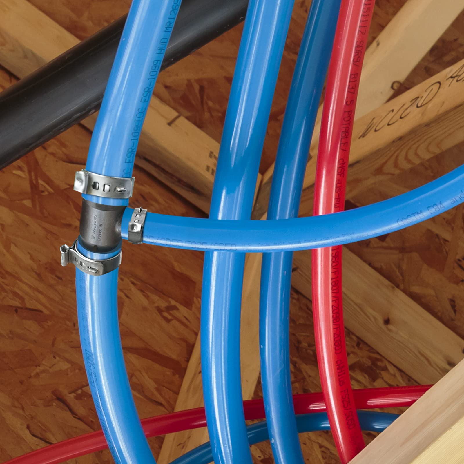 TICONN 50PCS 1 Inch Stainless Steel PEX Clamp Rings - 304 Grade PEX Pipe Connectors for Secure Tubing Connections | Ideal for Plumbing, HVAC, and Water Supply Systems
