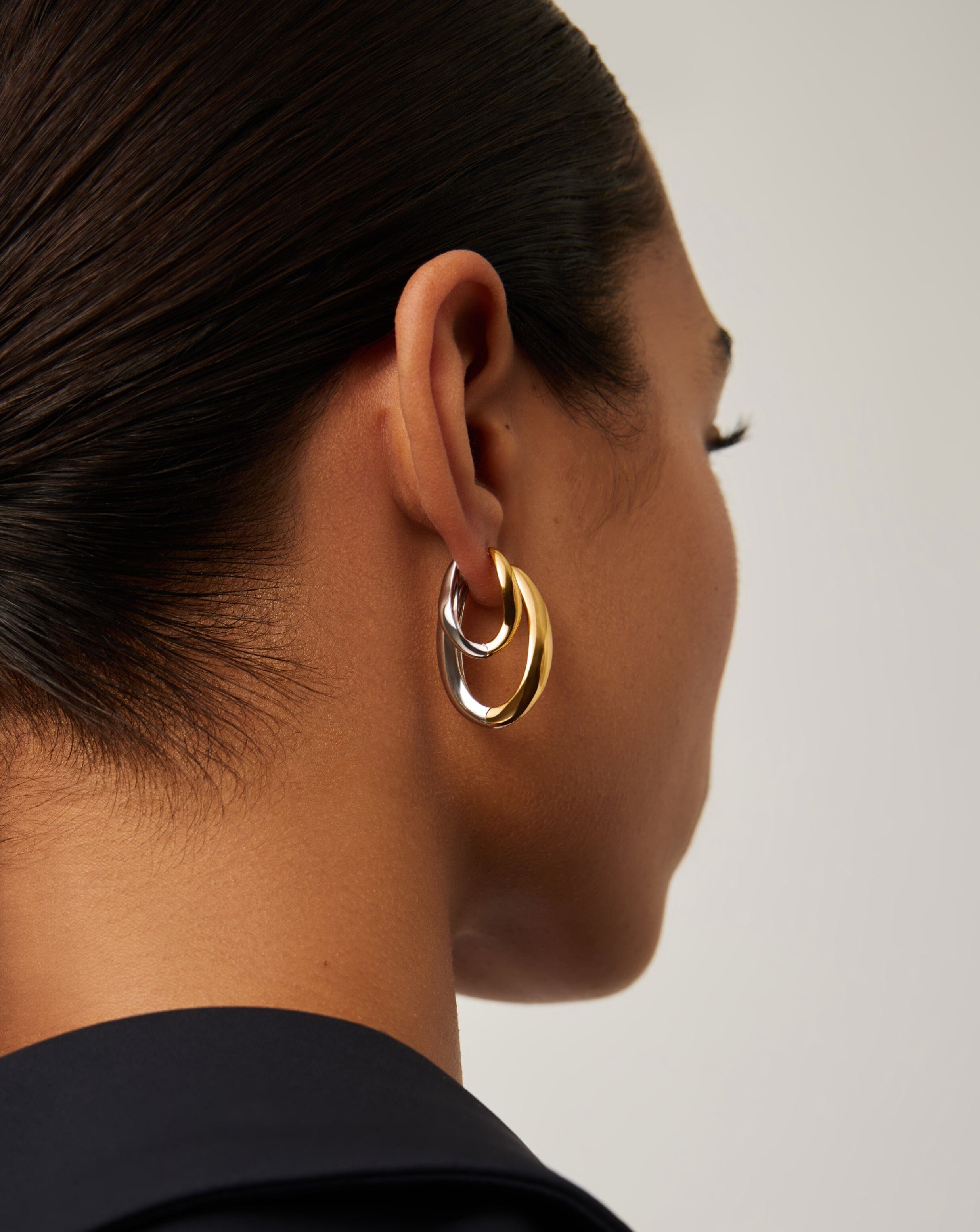Savi Signature Medium Hoop Earrings for Women - Gold & Silver Mixed Metal Statement Jewelry - Perfect for Everyday Wear, Office & Date Night
