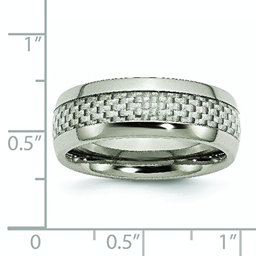 Premium 8mm Stainless Steel Band Ring with Carbon Fiber Inlay - Polished Grey Finish for Men | Wedding, Engagement, Anniversary & Everyday Wear Jewelry Gift