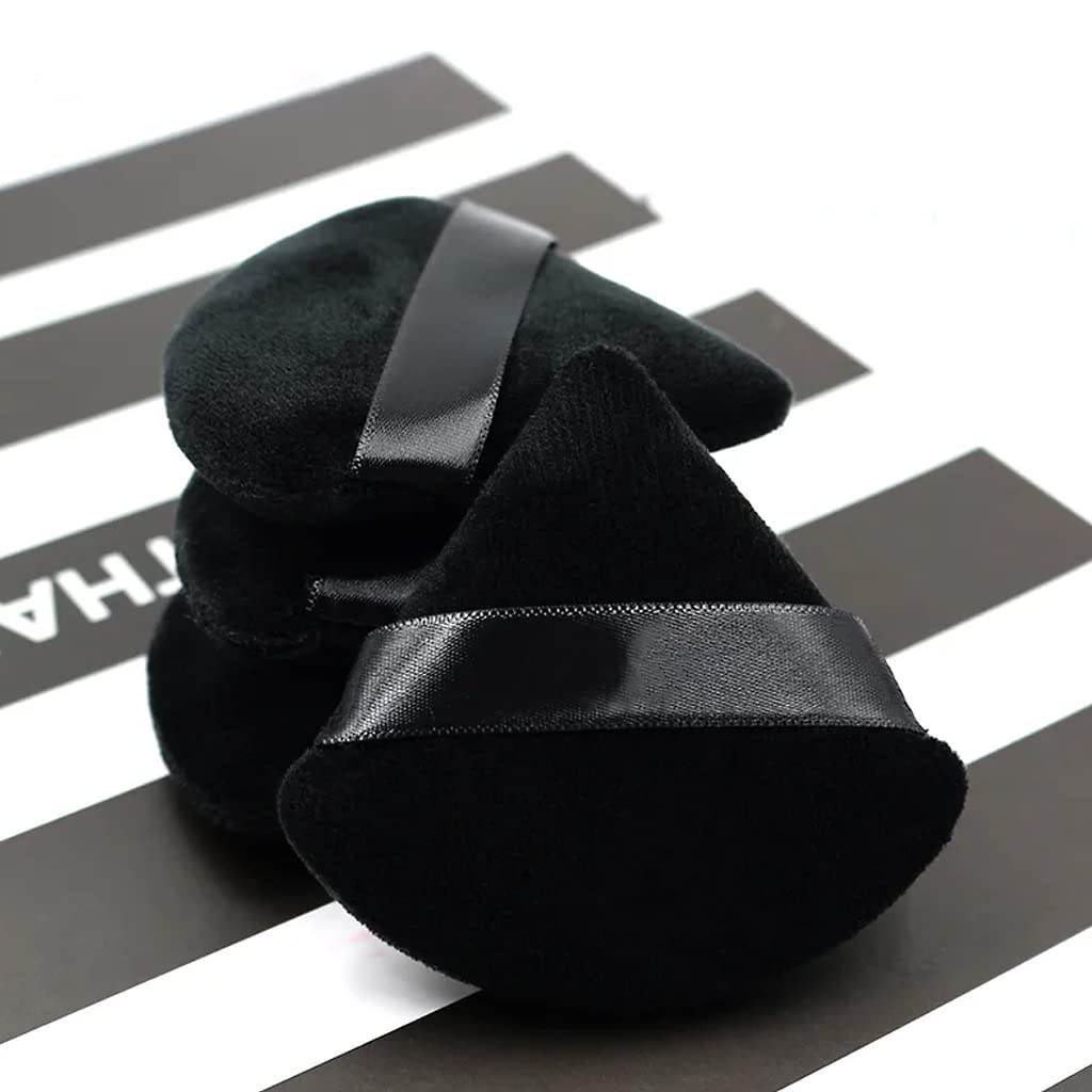 4-Pack Soft Triangle Makeup Puffs for Wet & Dry Use - Foundation, Mineral Powder, Body Powder & More - Washable & Reusable Black Makeup Sponges - Perfect for Daily Makeup Application & Touch-Ups