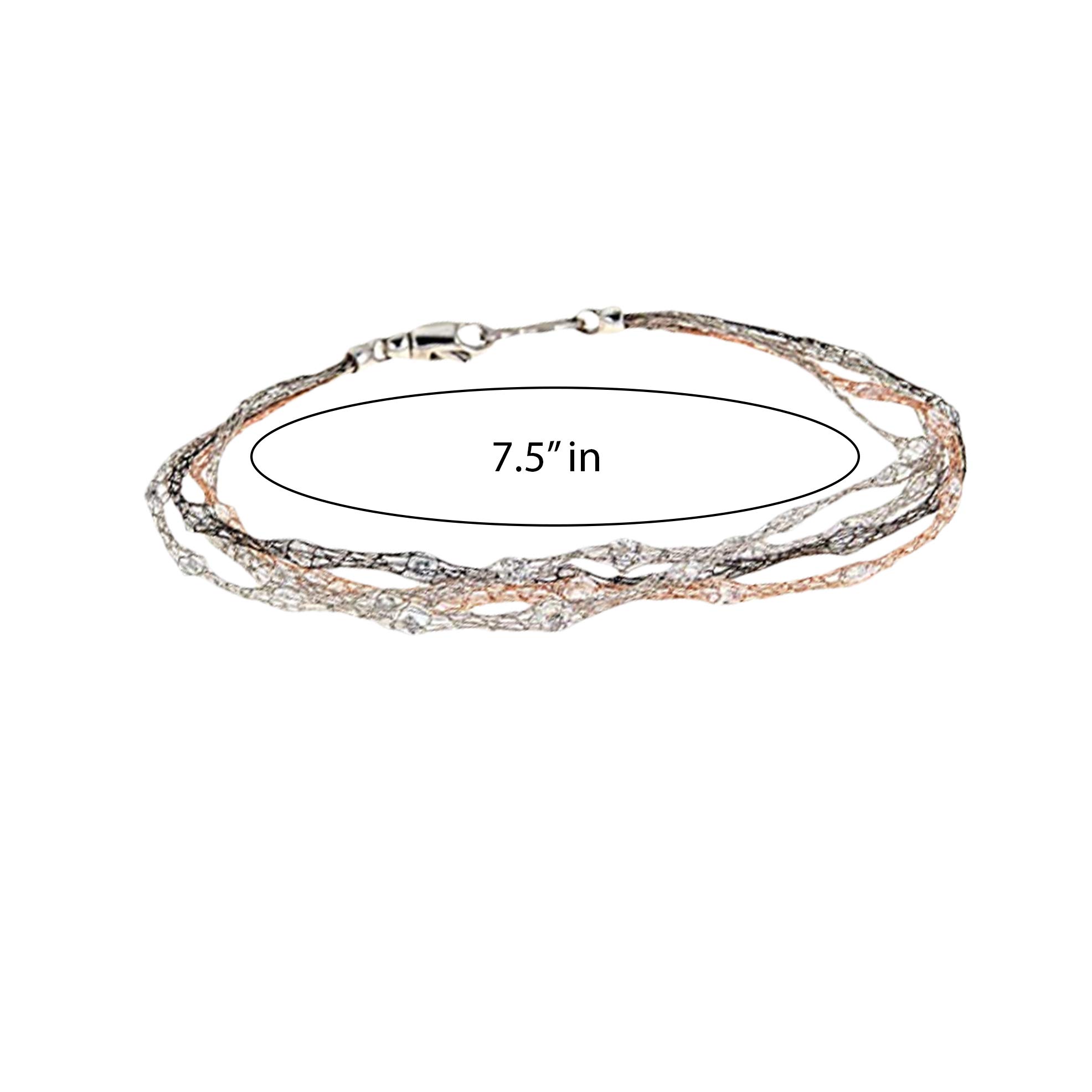 925 Sterling Silver Floating Gemstone Multi-Strand Bracelet for Women | Elegant 7.5