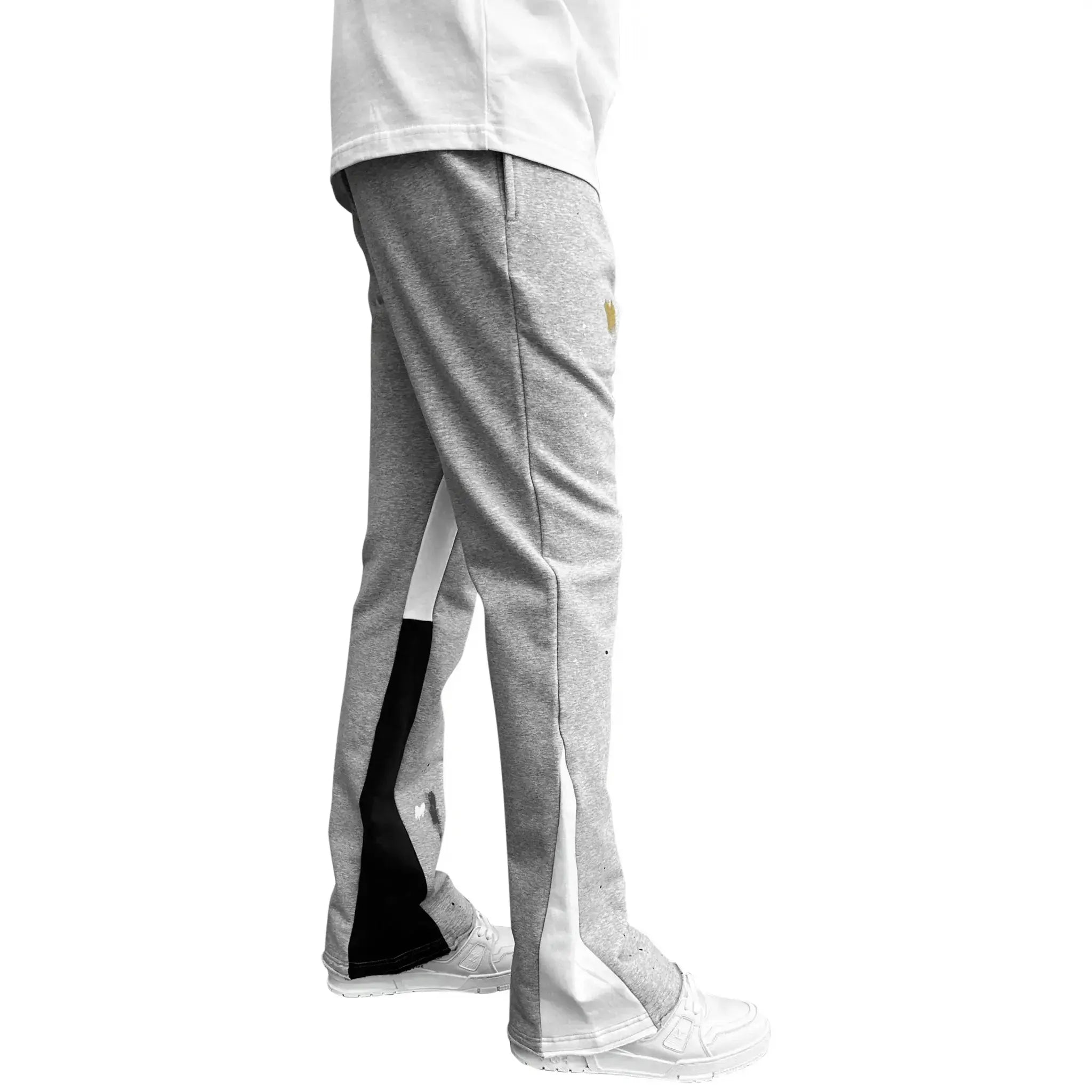 SIARR Women's Flared Joggers - Soft High Waisted Yoga Pants with Pockets, Grey Paint Color for Running, Lounge & Workout - Comfortable Athletic Casual Pants
