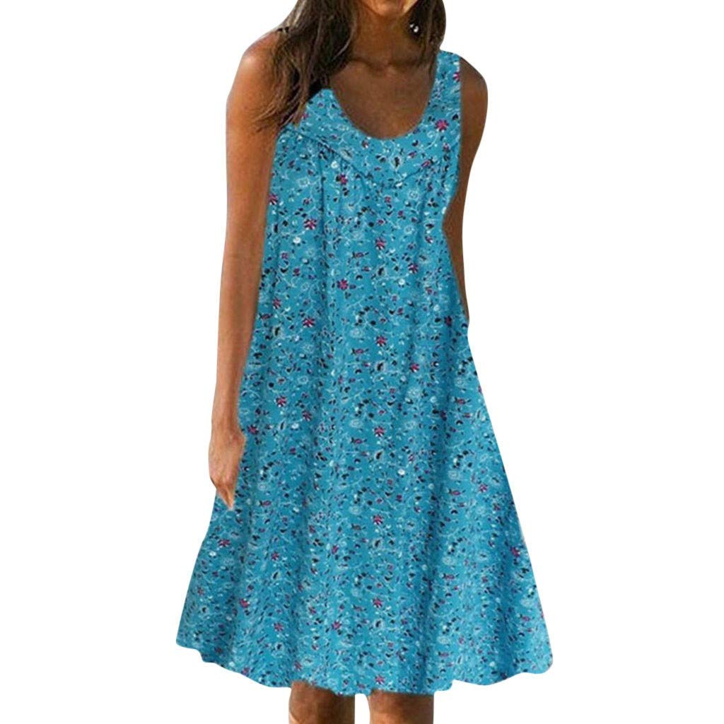 Strapless Summer Dresses for Women - Floral Print Casual Sleeveless Loose Fit Plus Size Beach Dress | Perfect for Vacation, Pool Party & Outdoor Date Night