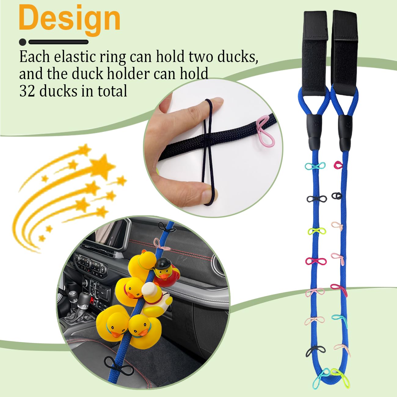 Paracord Duck Holder for Jeep Wrangler YJ TJ JK JL & Gladiator JT - Rubber Ducks Mount & Organizer (Black) - Perfect for Off-Road Adventures & Jeep Enthusiasts