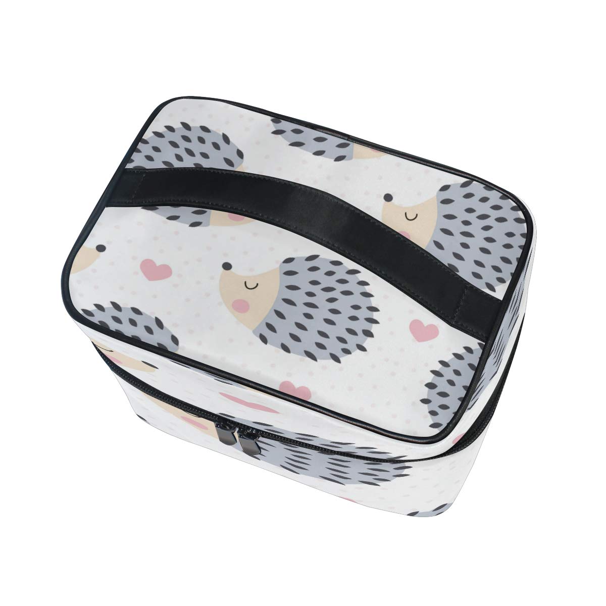 Blueangle Hedgehog Polka Dot Makeup Bag - Portable Travel Cosmetic Organizer with Double Zipper - Waterproof Toiletry Bag for Women (9