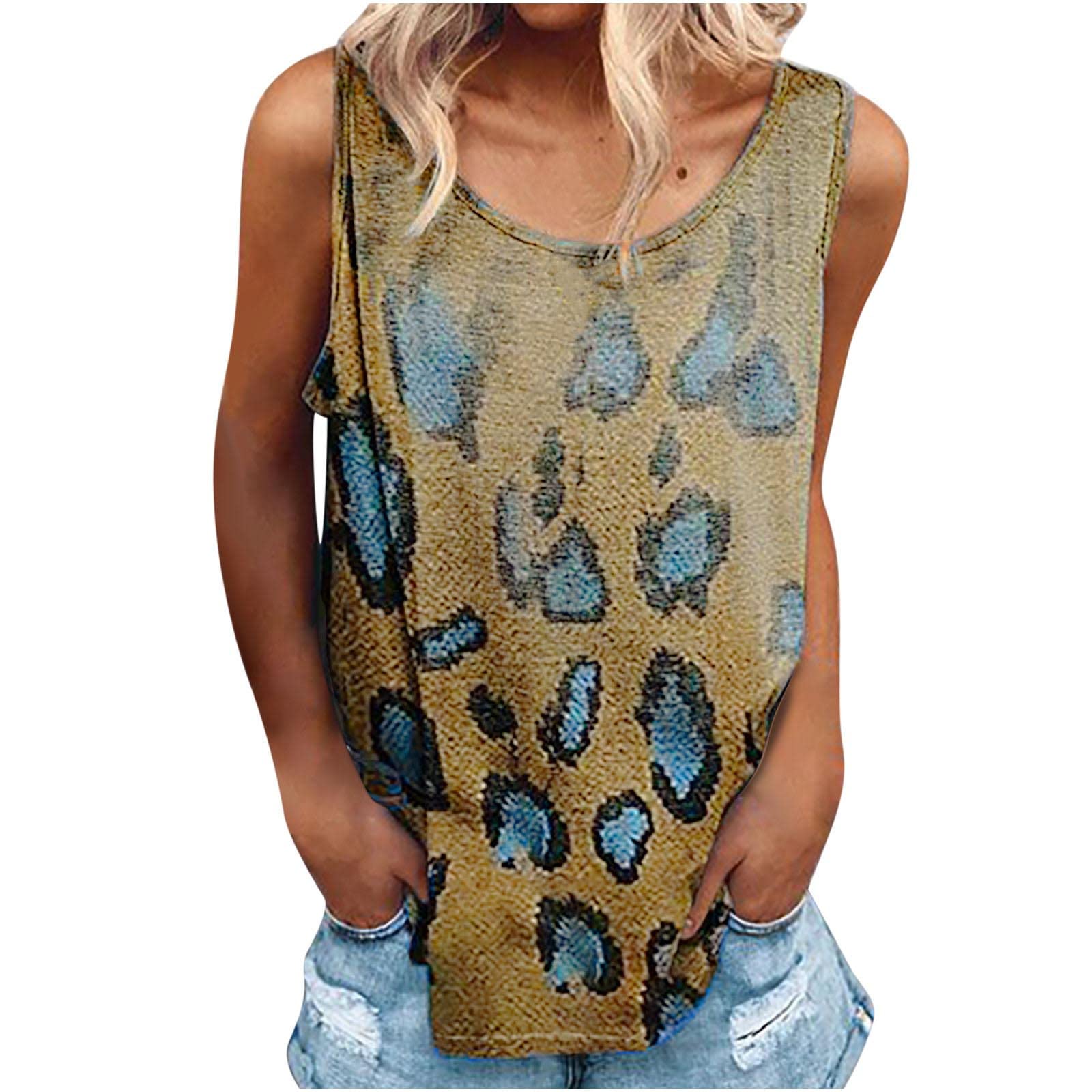 Women's Floral Print Cap Sleeve Tank Top - O-Neck Casual Summer Sleeveless Blouse for Beach, Vacation & Everyday Wear